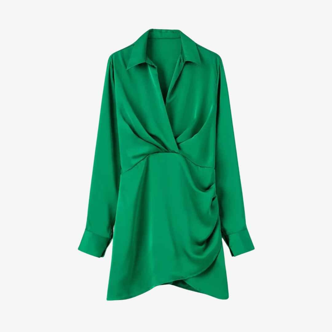 Vestido de Cetim Illyria Vestido Finesse Verde PP 