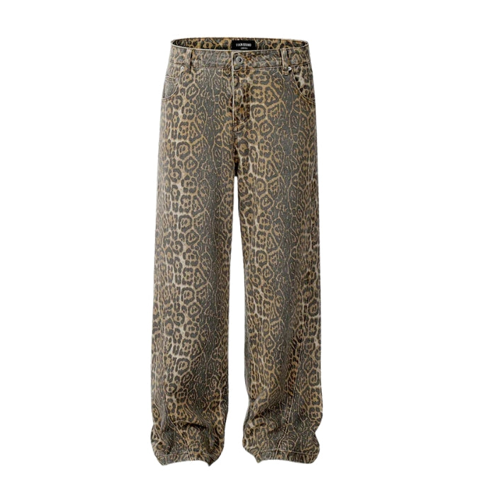 Calça Jeans Leopardo - Wide Leg Animal Print