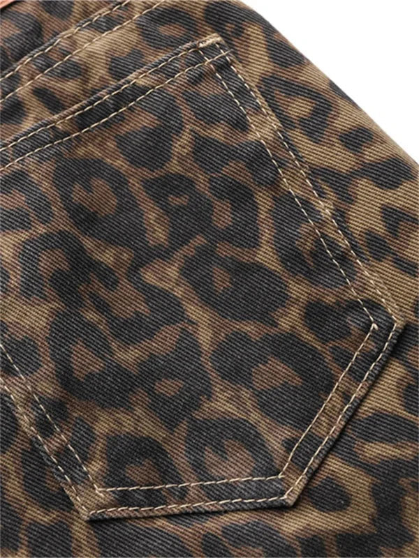 Calça Jeans Wide Leg - Estampa Leopardo Calça Finesse 