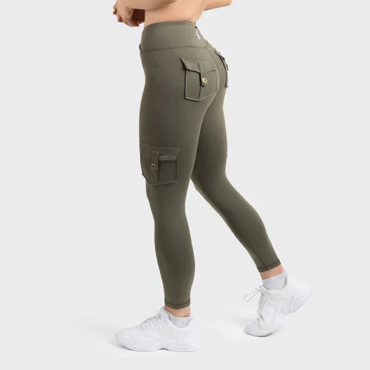 Legging - Calça Legging Feminina com Bolsos Estilo Cargo Verde