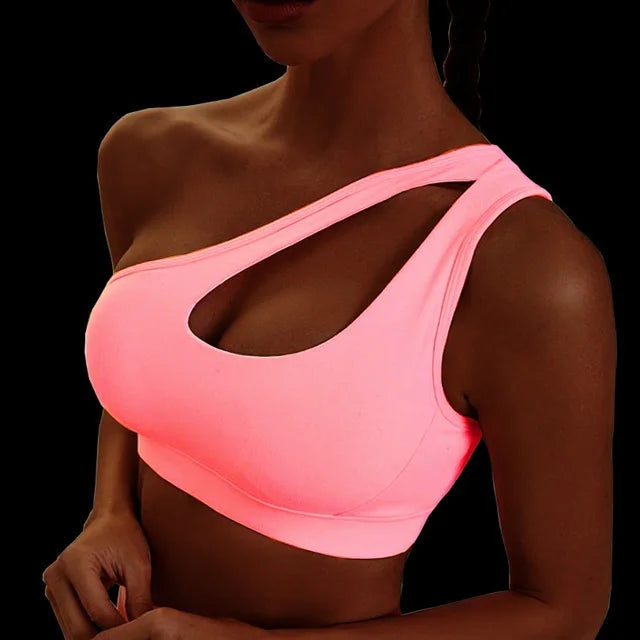 Top Fitness Alça Transversal - Unilateral Tops Finesse Rosa Choque PP 