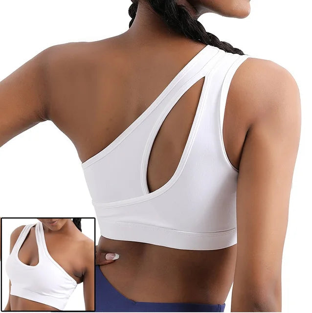 Top Fitness Alça Transversal - Unilateral Tops Finesse Branco PP 