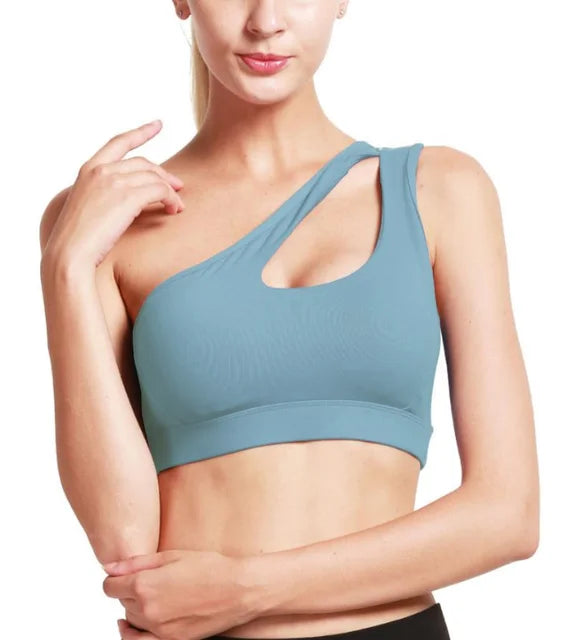 Top Fitness Alça Transversal - Unilateral Tops Finesse Azul PP 