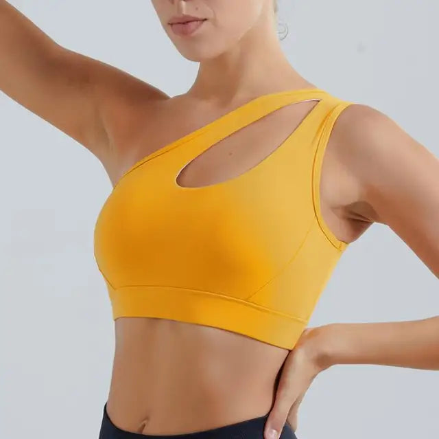 Top Fitness Alça Transversal - Unilateral Tops Finesse Amarelo PP 