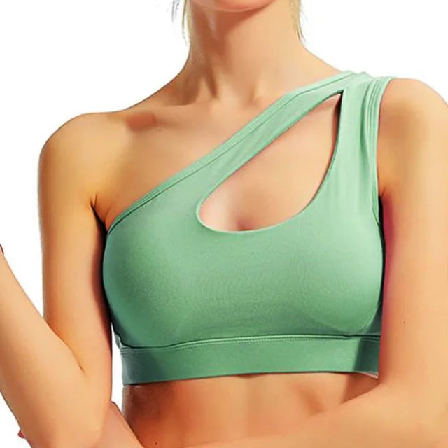 Top Fitness Alça Transversal - Unilateral Tops Finesse Verde Claro PP 