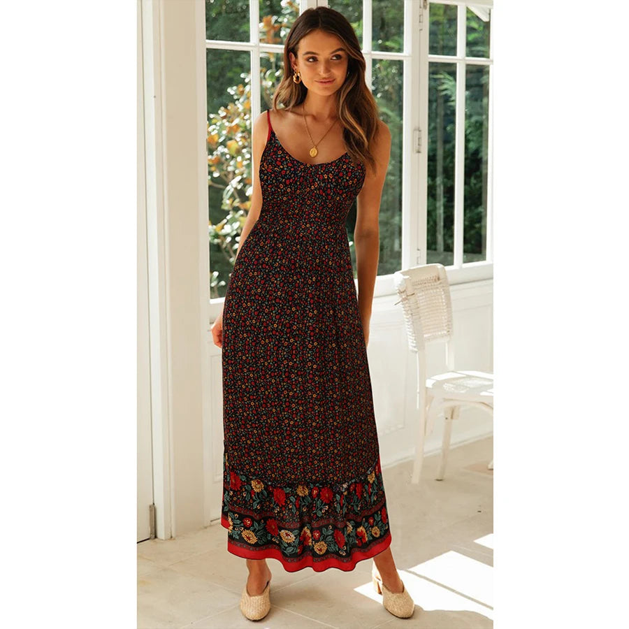 Vestido Floral Longo - Edinaide preto