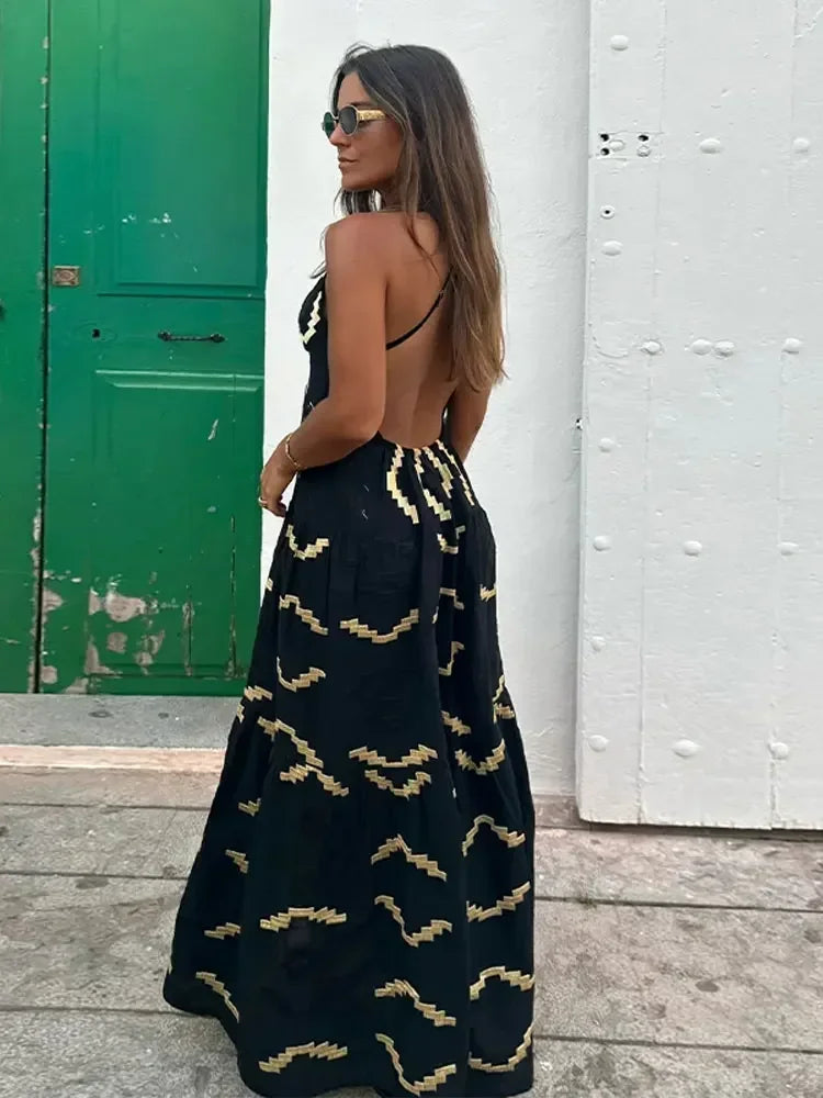 Vestido Longo com Fenda - Amanhecer preto