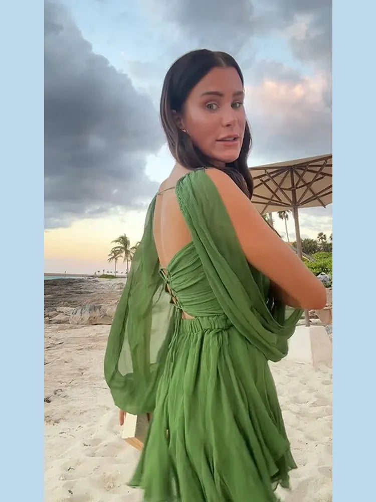 Vestido curto de praia - Jasmine verde