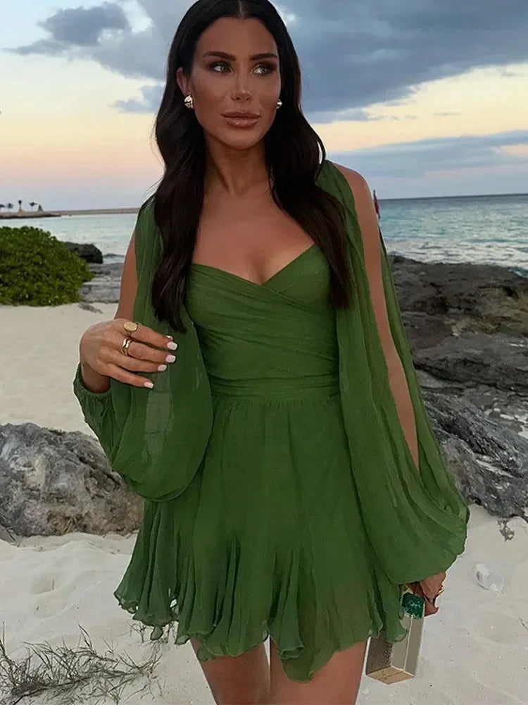 Vestido curto de praia - Jasmine verde