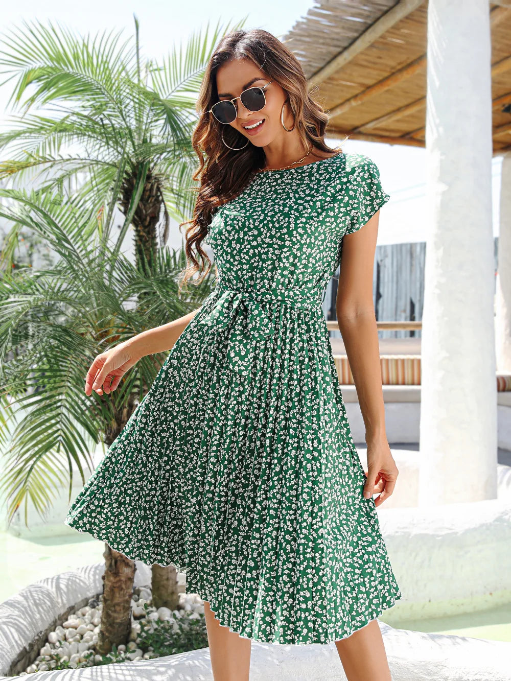 Vestido midi florido - Rosane verde