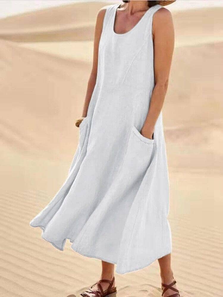 Vestido Cancún - Algodão e Linho Vestido Finesse Branco P 